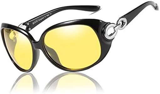 DUCO Night Driving Glasses Anti-glare Eyewear Classic Polarized Night Vision Glasses For Women 1220 (Black/Yellow)