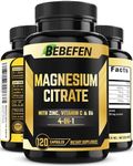 (𝟒 𝐌𝐨𝐧𝐭𝐡 𝐒𝐮𝐩𝐩𝐥𝐲) Magnesium Citrate 𝟏𝟐𝟎 𝐂𝐚𝐩𝐬𝐮𝐥𝐞𝐬 with 𝐙𝐢𝐧𝐜, 𝐕𝐢𝐭𝐚𝐦𝐢𝐧 𝐂, 𝐁𝟔 – Digestion Support