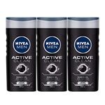 Nivea Men Active Clean Shower Gel, 250ml (Pack of 3)