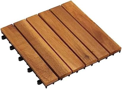 vidaXL - Acacia Hardwood Decking Tiles, Set of 10, Vertical Pattern, Perfect for Gardens, Terraces, Balconies, 30 x 30 cm Dimensions, Easy-to-Assemble, Interlocking System