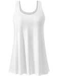 ROSYLINE Women’s Tank Tops with Built in Shelf Bra Casual Flowy Swing Tank for Women Pleated Long Sleeveless White 3XL