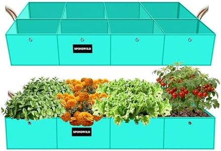 SPONDWILD 2 Pcs 135 Gallon PE Rectangle Plant Grow Bags, 6x3x1ft Large Raised Garden Bed Outdoor 8 Grids Planter Box Planting Container for Growing Tomatoes Potatoes Plants Flowers, Green