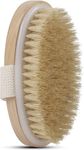 TimBuk2 Dry body Scrubber for Dead Skin Wooden bath brush to Exfoliate & Soften Skin, Improve Circulation, Stop Ingrown Hairs, Reduce Acne and Cellulite (Oval)