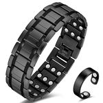 Cigmag Magnetic Bracelet Men Ultra Strength Magnet Titanium Steel Three Row with Adjustable Tool & Gift Box(Black)