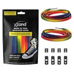 Xpand No Tie Elastic Shoe Laces. 1 Size Fits All for Adults & Kids | Stretch Laces for Sneakers, Runners & High Top Shoes - Rainbow, 52-inches