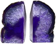 AMOYSTONE Minimalist Bookends for Heavy Books, Purple Agate Bookends Book Holder 1 Pair 4-6 lbs, Bookends for Shelves Office Table Desk Decorate and Home