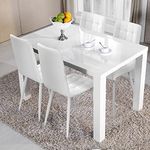 TUKAILAi White High Gloss Dining Table 120 cm Wooden Breakfast Kitchen Table,Modern Dinner Table for Dining Room Furniture Table Suitable for 4-6 People