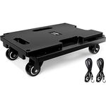 Ronlap Furniture Moving Dolly, Furniture Movers with Wheels, Portable Moving Rollers Leg Dollies for Heavy Furniture, 4 Wheels Small Flat Dolly with 2 Elastic Ropes, 200 KG Capacity, 1 Pack, Black