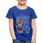 Spreadshirt Paw Patrol 4 Year Old Birthday Boy Chase Kids' Premium T-Shirt, 110/116 (4 Years), Royal Blue