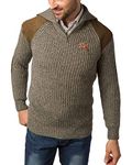 Rydale Danby 1/2 Zip Men's Crew Neck Shooting Sweater Pheasant Motif Chunky Knit Jumper