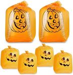 Juvale Pack of 6 Halloween Leaf Lawn Bags, Small and Medium Sized Pumpkin Leaf Bags - The Perfect Fall Lawn Outdoor Decoration, Orange