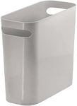 mDesign Plastic Small Trash Can, 1.5 Gallon/5.7-Liter Wastebasket, Narrow Garbage Bin with Handles for Bathroom, Laundry, Home Office - Holds Waste, Recycling, 10" High, Aura Collection, Gray