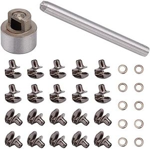 PandaHall 20 Sets Boot Lace Hooks Brass Safety Shoelace Buckles with Installation Tool for Camp Hike Climbing Repair Leather Boot Shoes Repair Buckle Hooks Accessories, Gunmetal