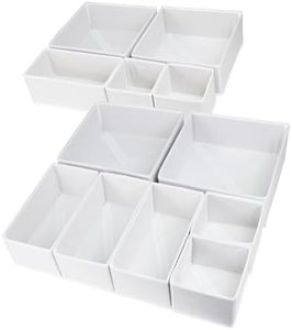 12 Pack Drawer Organizers for Clothing, Foldable Clothes Drawer Organizer for Underwear, Folded Clothes, Baby Clothing, Socks, Bra, Towels, Ties - Multi-pack Clothes Organizer Storage Box (White)