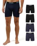 32 Degrees COOL Mens 4-PACK Quick Dry Performance Boxer Brief With Comfort Elastic Waistband, 2 Black/2 Navy, Large