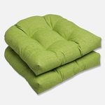 Pillow Perfect Indoor/Outdoor Green Textured Solid Wicker Seat Cushions, 2-Pack