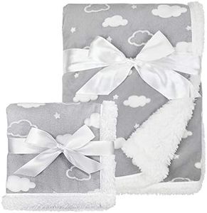 American Baby Company Heavenly Soft Chenille Sherpa Blanket Set, 3D Gray Cloud, for Boys & Girls