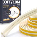 Sennels Weather Stripping Door Seal Strip for Doors and Windows, Self Adhesive Foam Door Weather Strip, Soundproofing Seal Strip for Cracks and Gaps Collision Avoidance, D Type 33 Feet White