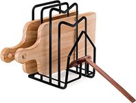 Craft Mshopr Pan Pot Rack Lids Holder Kitchen Space Saving Organizer Cutting Board Rack Chopping Board Organizer Stand Holder Kitchen Countertop (Black Color) Medium Size - Tiered Shelf