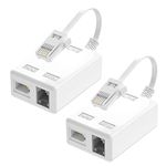 Ancable BT Plug to ADSL RJ11 Broadband internet Microfilter Splitter 2 Pack, BT Male to BT & RJ11 Female for Landline Modem Router Wifi Plug Telephone White Socket Phone Splitter Cable Sky, BT