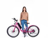 Austhraamotors Princess Swan E-Bike: 26 Inch Electric Bicycle for Ladies | 250W Motor, 30Km Range, Detachable 5.8Ah Battery, High Tensile Steel Frame, Ideal for Age 12+, Pink
