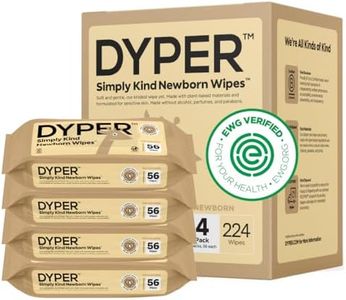 DYPER Plastic-Free Newborn Baby Wipes | 99.9% Water Baby Wipes | 100% Plant-Based | Unscented, Soft, & Hypoallergenic for Sensitive Newborn Skin | EWG Verified | Honest Ingredients | 4 Pack, 224 Wipes
