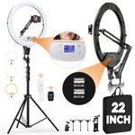 22" Ring Light with Stand,Large Ring Light for iPhone/iPad with 71" Tripod/LCD Display/3+1 Clips/2 USB Ports, 2600K-6500K Color Temperature, for YouTube Facebook Live TikTok Video Recording Vlog