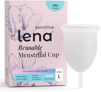Lena Sensitive Menstrual Cup, Soft Reusable Period Cup, Tampons,Period Underwear and Menstrual Pads Alternative, Feminine Care, FSA Eligible, Silicone Menstrual Cups, Made in USA, Large, Clear
