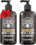 Viking Revolution Spiced Vanilla Mens Shampoo and Conditioner Set with Biotin and Jojoba Oil - Natural Hair Shampoo and Hair Conditioner for Men with Vitamin B5 - Mens Shampoo for Thinning Hair (17Oz)