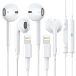 2 Pack Apple Earbuds Wired Lightning iPhone Headphones [Apple MFi Certified] Built-in Microphone & Volume Control in-Ear Headset Compatible with iPhone 14/13/12/11 Pro Max/Xs Max/XR/7/8 Plus-All iOS