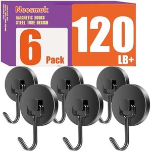 Neosmuk Magnetic Hooks for Cruise Cabins, Pack of 6, Black, 3.2#