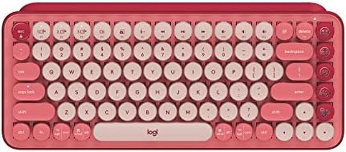 Logitech POP Keys Mechanical Wireless Keyboard with Customisable Emoji Keys, Durable Compact Design, Bluetooth or USB Connectivity, Multi-Device, OS Compatible - Heartbreaker Rose