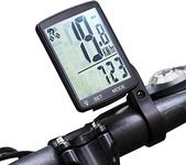 Bicycle Speedometer LCD Display Wireless Bike Computer Odometer Waterproof Bike Pedometer Cycling Speed Meter Automatic Memory Measurable Temperature Stopwatch 3.15X2.1X0.73'' (White Light)