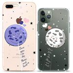 Cavka Matching Couple Cases Compatible for iPhone 14 13 Pro Max 12 Mini 11 Xs 6s 8 Plus 7 Xr 10 SE 5 Clear Cover Design Slim fit Cute BFF Flexible Planets You to the Moon and Back Soft Print Nice Love