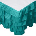 Elegant Comfort Leila Collection Multi-Ruffle Bed Skirt, 1500 Thread Count Egyptian Quality, Easy Fit Dust Ruffle, 15 inch Drop, Wrinkle and Stain Resistant, MultiRuffle, Queen, Seafoam Teal