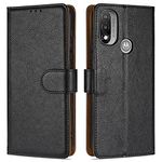 Case Collection for Motorola Moto E20 Phone Case - Leather Folio Flip Kickstand Shockproof Cover with RFID Blocking Card Slots Wallet for Motorola E20 Case Black