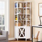 YITAHOME Corner Bookshelf with Storage, 7-Tier Corner Shelf with Doors, Large Corner Bookcase Display Rack for Living Room Bedroom Home Office, White