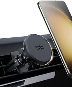 YOSH Mejorado Soporte Móvil Coche para Rejillas del Aire, Soporte para Teléfono con Clips Doble Cierre, Soporte Móvil Coche Magnético Universal para iPhone Samsung Huawei Xiaomi Oneplus