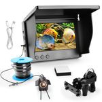 Underwater Fishing Camera, 5000mAh Battery Fish Finder with 4.3 Inch IPS Display and 30M Cable, 220° Wide Angle Night Vision for Ice, River and Boat Fishing (30M)