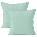 Encasa Homes Cushion Covers 2pc set (45 x 45 cm) - Mint Green - Solid Dyed Cotton Canvas, Decorative Large Square Colourful Washable Throw Pillow Cases for Living Room, Sofa, Bedroom, Home & Hotel