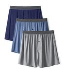 DAVID ARCHY Men's Boxers Shorts Loose Fit Button Open Fly Bamboo Rayon Underwear