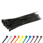 Gocableties Black Cable Ties, 200mm x 2.5mm, Pack of 100, 8" Premium Nylon Zip Ties, Multi-Purpose Plastic Tie Wraps, Secure Self-Locking Mechanism, for Home, Garden, Office and DIY