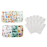 KaWaii Baby Reusable Newborn Cloth Diapers Waterproof Washable Pocket Nappy, 6 Diapers 12 Diaper Inserts Baby Girl 6-22 lbs