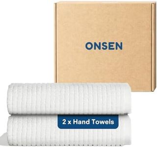 ONSEN Cotton Hand Towel — Sculpted Terry Texture, Quick-Dry, Low-Lint, Plush & Lightweight (White, 2X Hand Towel)