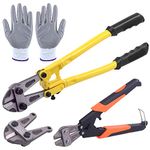 Glarks 5Pcs Bolt Cutter Set, 18'' Heavy Duty Bolt Cutter with Replacement Head and 8'' Mini Bolt Cutter and Anti-Cutting Gloves for Cutting Wires, Bolts, Rods, Rivets and Chain