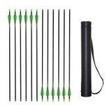 Huntingdoor 12 Pcs 31Inch Hunting Arrow Archery Carbon Arrows Target Practice Arrow with Telescopic Arrow Quiver Holder Case (Green)