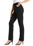 Willit 31" Women's Dress Yoga Pants Work Slacks Straight Leg Stretchy Office Pants with 4 Pockets Black M