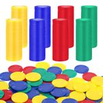 Partideal 400 Pcs Poker Chips,4 Colors Plastic Tokens,Counting Chips for Children,Blank Chips Card for Kids Reward,Stackable Game Chips for Bingo Games Learning Mathematical Calculations