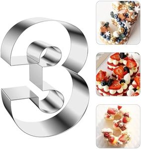ZADE 8 Inch 304 Stainless Steel Large Size Number Cake Mousse Mold Number 3 Tiramisu Cheesecake Mold Cookie Cutter Bakeware 3D Cake Baking Pan for Birthday and Baking, Party