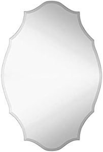 Hamilton Hills 24" x 36" Modern Silver Polished Glass Rectangular Mirror | Elaborate Scallop Wall Mirror Scalloped Edges Vanity for Bedroom, Bathroom and Living-Rooms| Hangs Horizontal and Vertical
